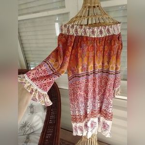 Dress off shoulder Bohemian style dress